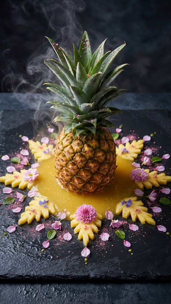 E-commerce Main Image - Hyper-realistic Macro Photo of Pineapple in Juice