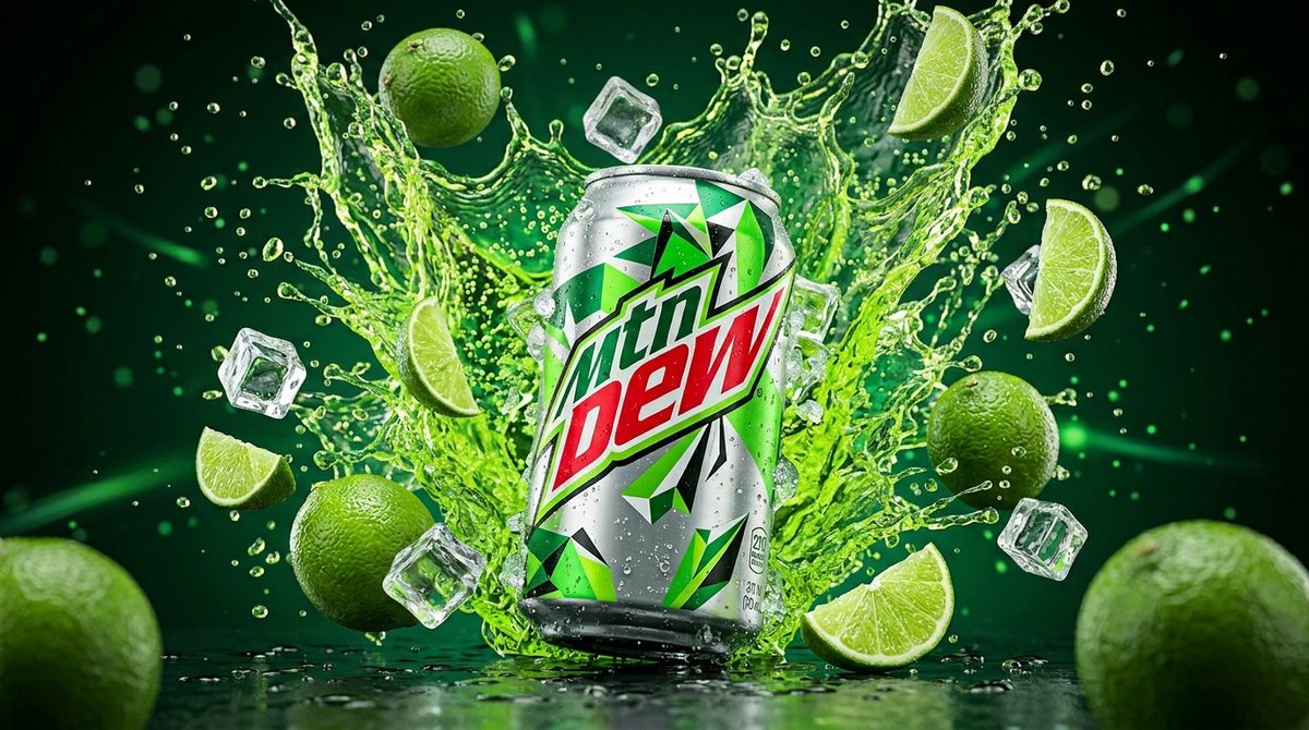 E-commerce Main Image - High-Contrast Mountain Dew Can Product Shot