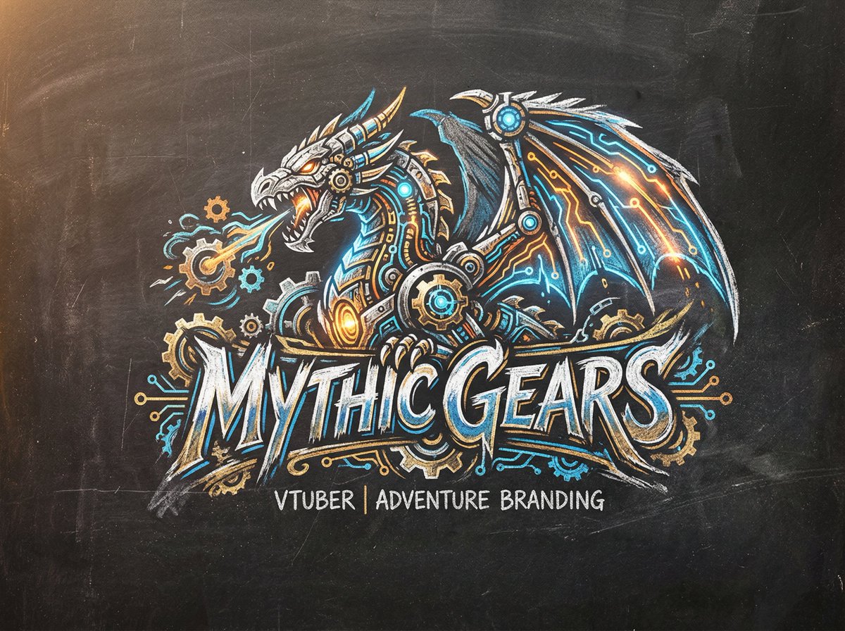 Product Marketing - Chalk-Art Fantasy Logo with Mechanical Dragons