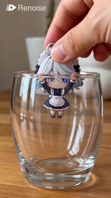 AR Mixed-Media Video Prompt: Furina in a Glass Cup