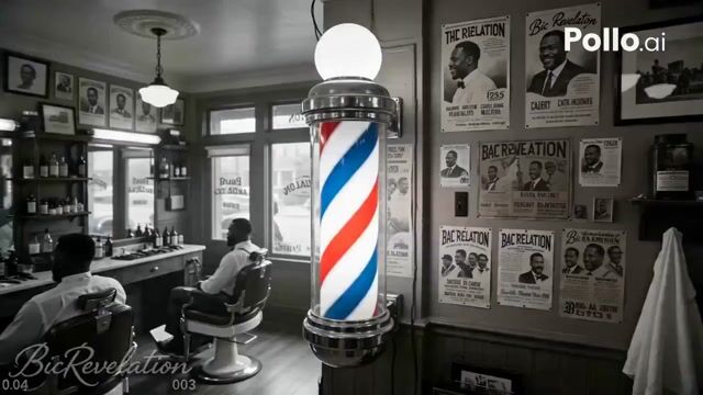 Classic 1920s Harlem Barbershop Scene with Color-Popping Barber Pole